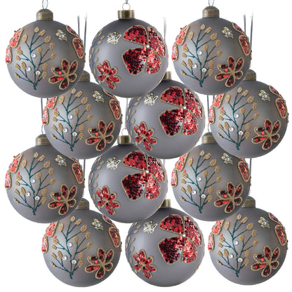 D3" Christmas Ball Ornaments, Glass Decorative Hanging Ball Christmas Tree Ornaments for Holiday Party Decorations, Set of 12