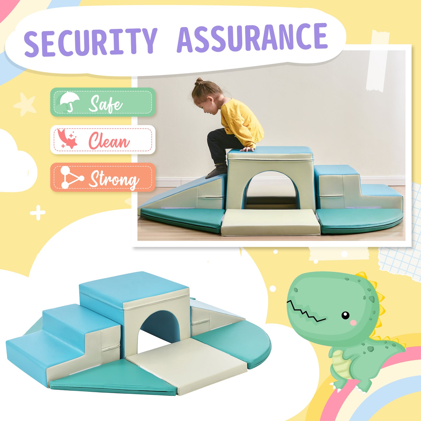 Soft Climb and Crawl Foam Playset 9 in 1 , Safe Soft Foam Nugget Block for Infants, Preschools, Toddlers, Kids Crawling and Climbing Indoor Active Play Structure