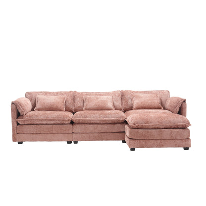 Modern Large boucle Fabric L-Shape Sectional Chenille fabric, movable pedals, detachable armrests, oversized three-seat Sofa