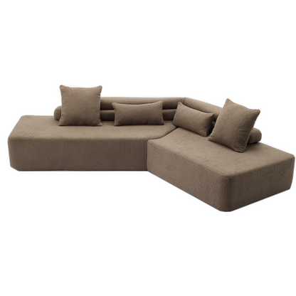 [NEW ARRIVED] [VIDEO PROVIDED] 128"Minimalist Cloud Sectional Couch ,Modern Couches ,4-Seater ,No Assembly,Two modular sofa,Boucle Teddy Fabric, upholstered , anti-wrinkle fabric,Brown