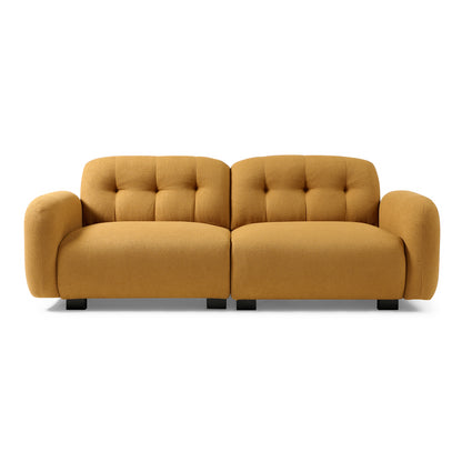 81.48" Modern Sofa Couch,3-Seater Teddy Sofa Sectional with wooden Legs for 3-4 Persons, Upholstered Deep Seat Love Seat Sofa Chaise for Living Room,Bedroom, Apartment and Office,Cognac