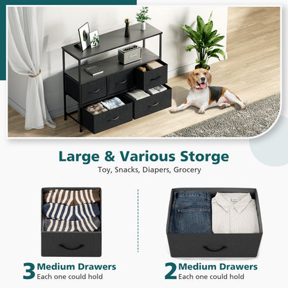 Sweetcrispy Dresser for Bedroom, Chest of Drawers, 5 Drawer Dresser, Closet Fabric Dresser with Metal Frame