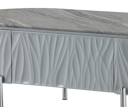 Yukino Gray High Gloss & Chrome Finish Coffee Table