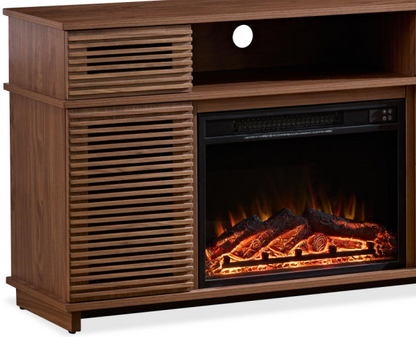 W9990-1The whole cabinet is made of walnut solid wood board, the middle layer board on both sides of the cabinet can be adjusted, and the furnace is embedded in the middle grid with the remote control