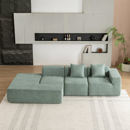 116.5" Sectional Sofa Full-compressed Sofa Couch Free-combined Sofa for Living Room, Green