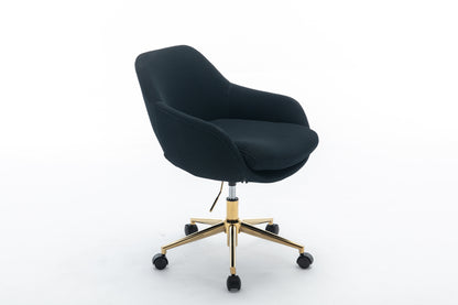 046-Mesh Fabric Home Office 360°Swivel Chair Adjustable Height With Gold Metal Base,Black