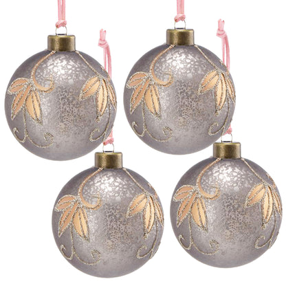 D4.7" Christmas Ball Ornaments, Glass Decorative Hanging Ball Christmas Tree Ornaments for Holiday Party Decorations, Set of 4