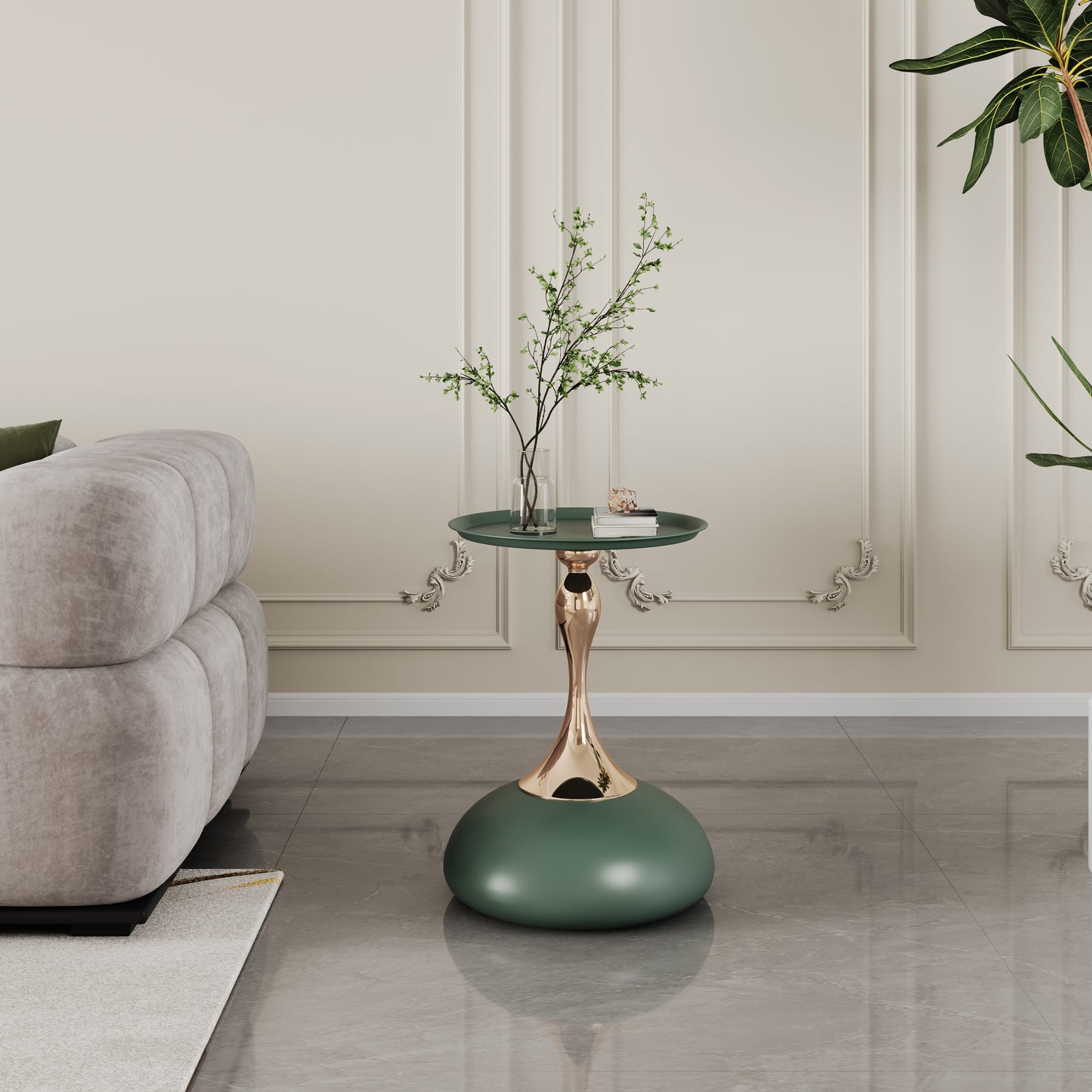 Luxury Design Iron End Table, Minimalist Round Side Table for Small Space