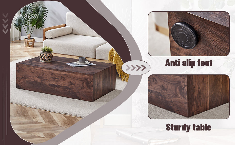 39.3*23.6*12 Inch Walnut Wood Grain MDF Coffee Table - Luxurious Design, Perfect Living Room Accent.Fashion texture design coffee table, suitable for various situations and scenes.