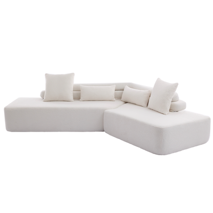 [NEW ARRIVED] [VIDEO PROVIDED] 128"Minimalist Cloud Sectional Couch ,Modern Couches ,4-Seater ,No Assembly,Two modular sofa,Boucle Teddy  Fabric, upholstered , anti-wrinkle fabric, Beige