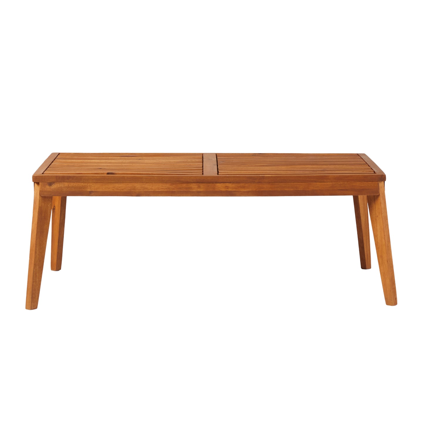 Modern Slat-Top Solid Acacia Wood Patio Coffee Table – Brown