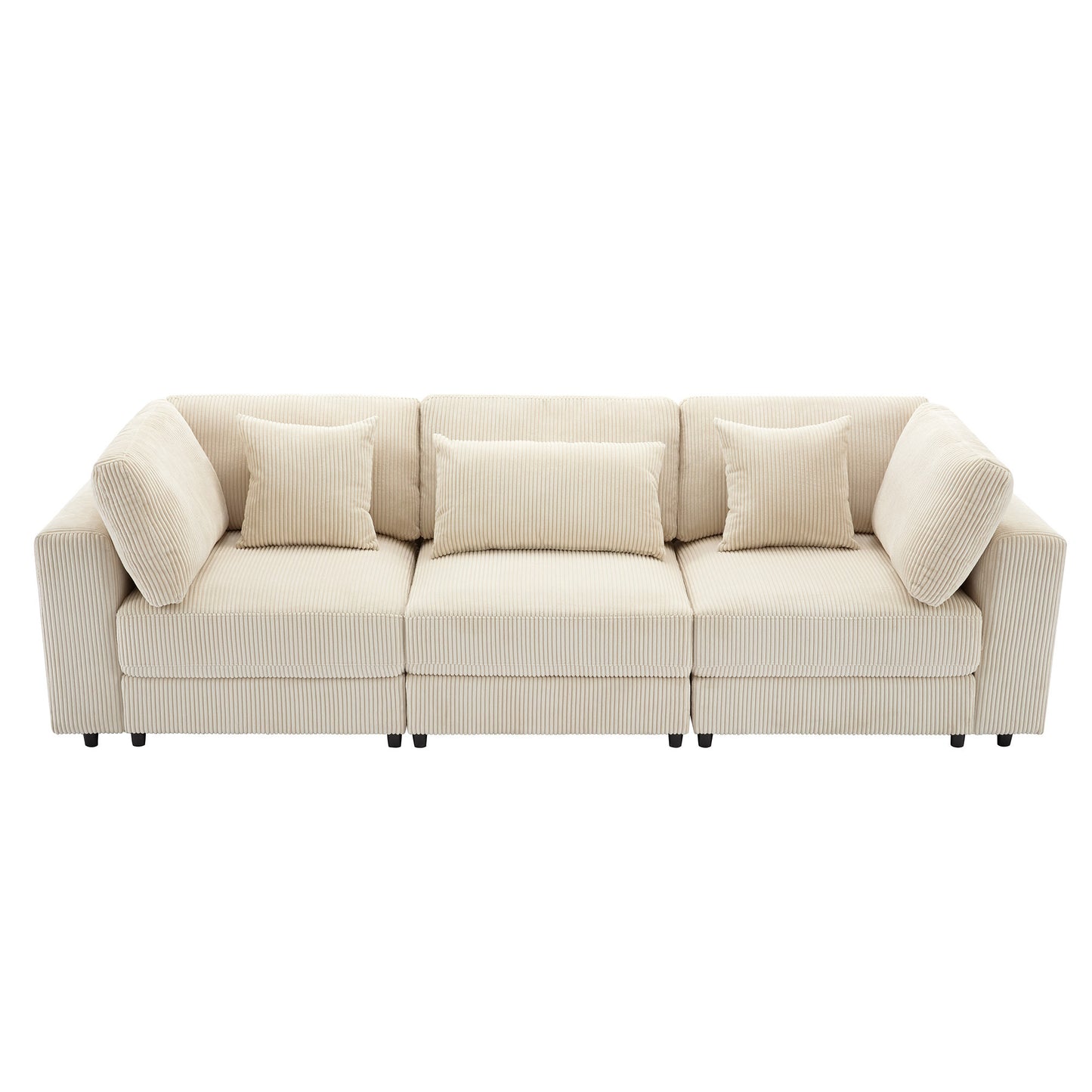 [ Video Provided]U_STYLE 105'' 3 Seater Sofa with Removable Back Cushions and 5 Pillows , for Living Room, Apartment, Spacious Space