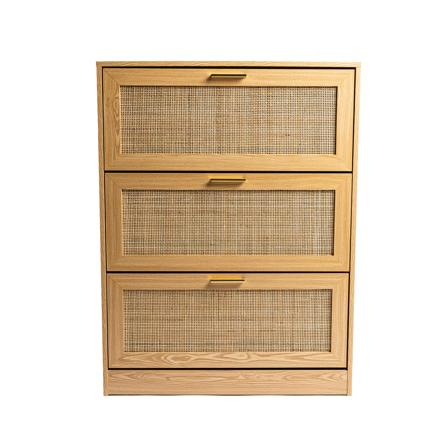 Natural Rattan 3 door Shoe Cabinet in Natural color