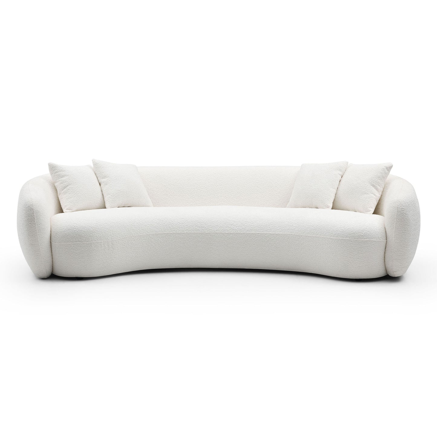 102'' 5-Seater Boucle Sofa Modern Sectional Half Moon Leisure Couch Curved Sofa Teddy Fleece Velet WHITE