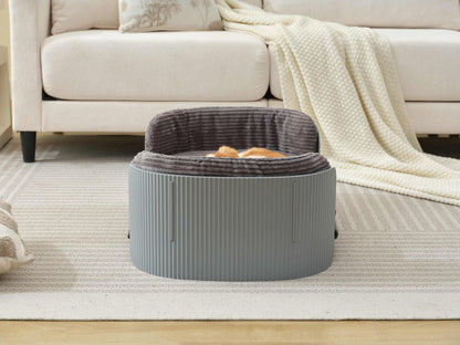 Scandinavian style Cat Couch Bed, Pet Sofa for Indoor Cats PP Indoor Pet Furniture Elevated Cat Beds with Removable Mattress Cover Suitable for Kitty, Puppy or Small Animal  Brand Design Grey+Grey