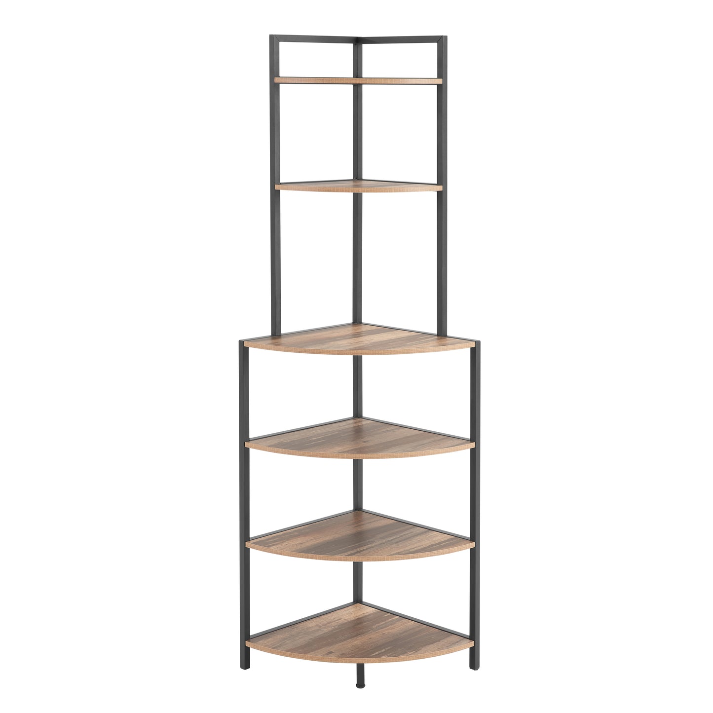 6-Tier Corner Open Shelf Modern Bookcase Wood Rack Freestanding Shelving Unit,Plant Album Trinket Sturdy Stand Small Bookshelf Space-Saving for Living Room Home Office Kitchen Small Space Rustic Brown