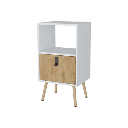 Chase White and Macadamia Open Shelf Tall Nightstand