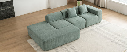 116.5" Sectional Sofa Full-compressed Sofa Couch Free-combined Sofa for Living Room, Green