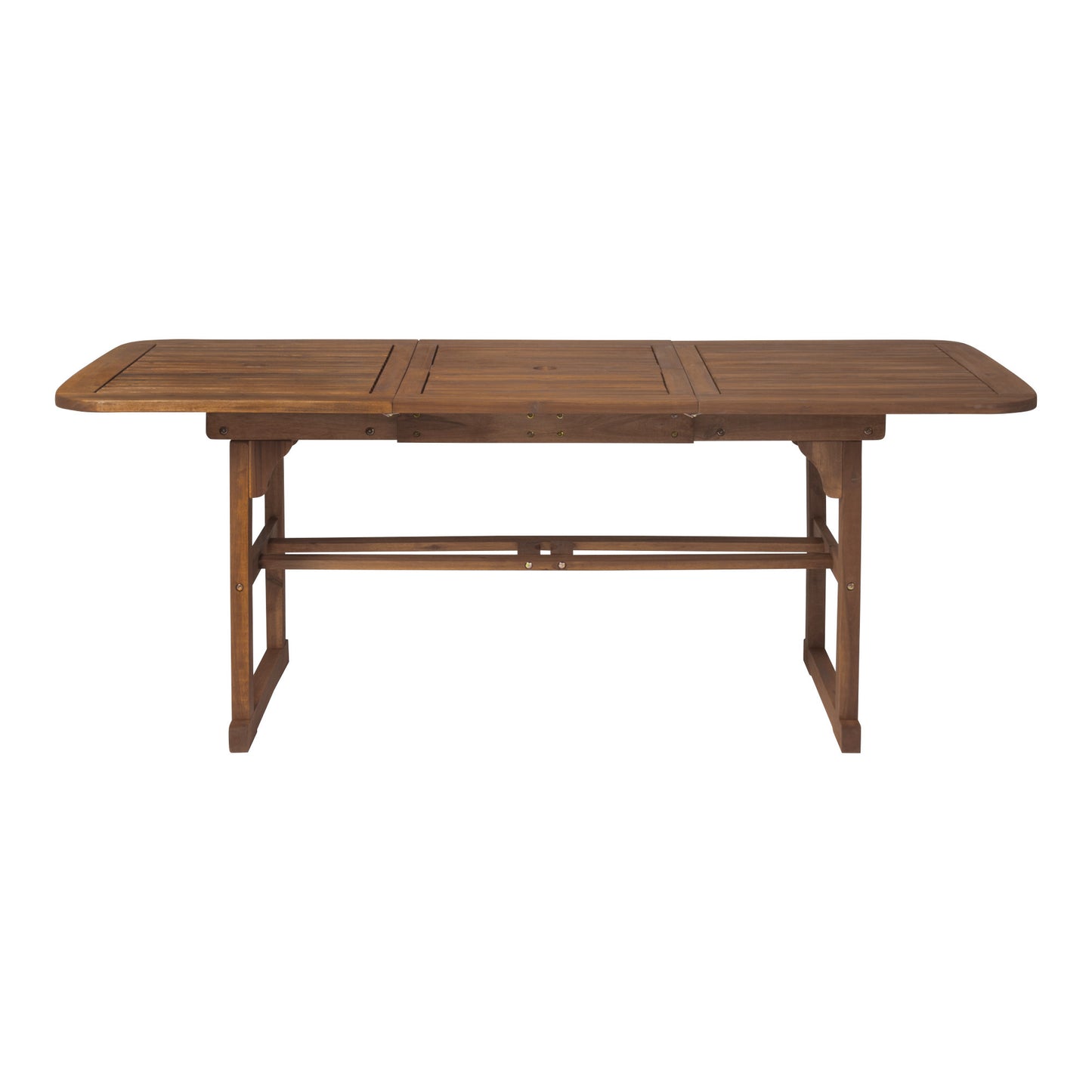 Modern Slat-Top Solid Acacia Wood Butterfly Outoor Dining Table - Dark Brown