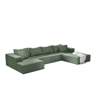 Modern Upholstered Sectional Sofa Couch Set,Modular 132" L Shaped Sectional Living Room Sofa Set With 6 Pillows,Free Combination Sofa Couch for Living Room,Bedroom