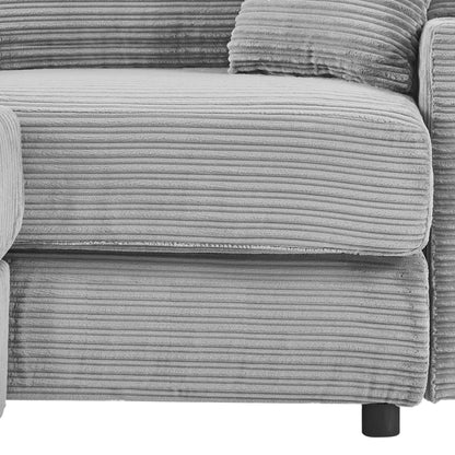 95.3" Modern Style 3-Seater Sofa Sectional Sofa Couch with Storage Space, A Movable Ottoman, Two USB Ports, Two Cup Holders, A Phone Holder for Living Room, Grey