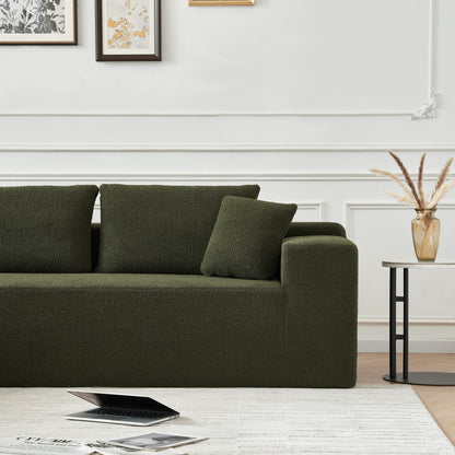 104.33" Sponge Sectional Sofa Couch for Living Room, L Shaped Modern Lamb Modular High Density Sponge Floor Sofa, Sherpa Fabric Sofa Couch with Chaise Lounge, Upholstered Corner Cloud Couch, Green