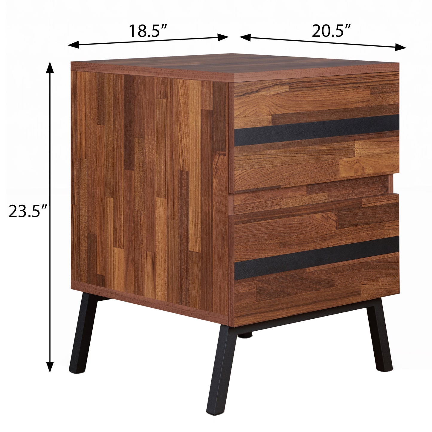 Walnut and Sandy Black 2-drawer Nightstand