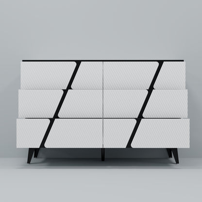 White blister twill modern six-drawer cabinet