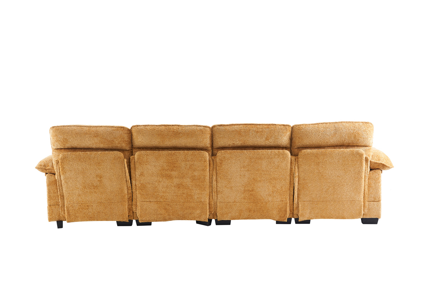 U-shaped profile sofa, including two single seats and two chaise, modular sofa, Chenille sofa,Yellow