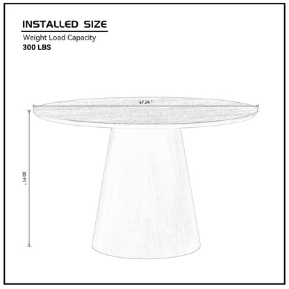 47.24'' Round Modern Style MDF Wood Dining Table for Kitchen, Living Room, Cafe, Stylish Leisure Desk with Sturdy Cylindrical Base, for Small Spaces, Apartment,Brown