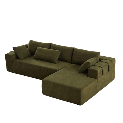 Modern Chenille Upholstered Sectional Sofa Couch Set,Modular 108" L Shaped Sectional Living Room Sofa Set With 6 Pillows,Free Combination Sofa Couch for Living Room,Bedroom(Right Chaise)