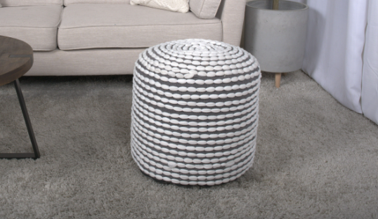 River Water Resistant Handcrafted Cylindrical Pouf, White