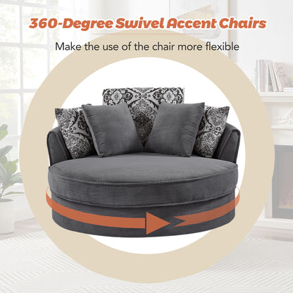 Swivel Accent Barrel Chair with 5 Movable Pillow 360 Degree Swivel Round Sofa Chair for Living Room,Bedroom, Hotel(Old SKU:WF315766AAE), Grey