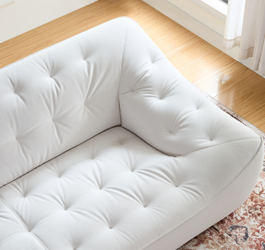 WKS10W White  sofa with , durable fabric, solid wood frame, high density sponge filler