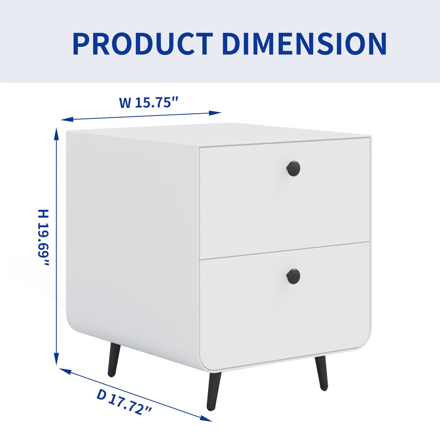 Modern Night Stand Storage Cabinet for Living Room Bedroom, Steel Cabinet with 2 Drawers,Bedside Furniture, circular handle