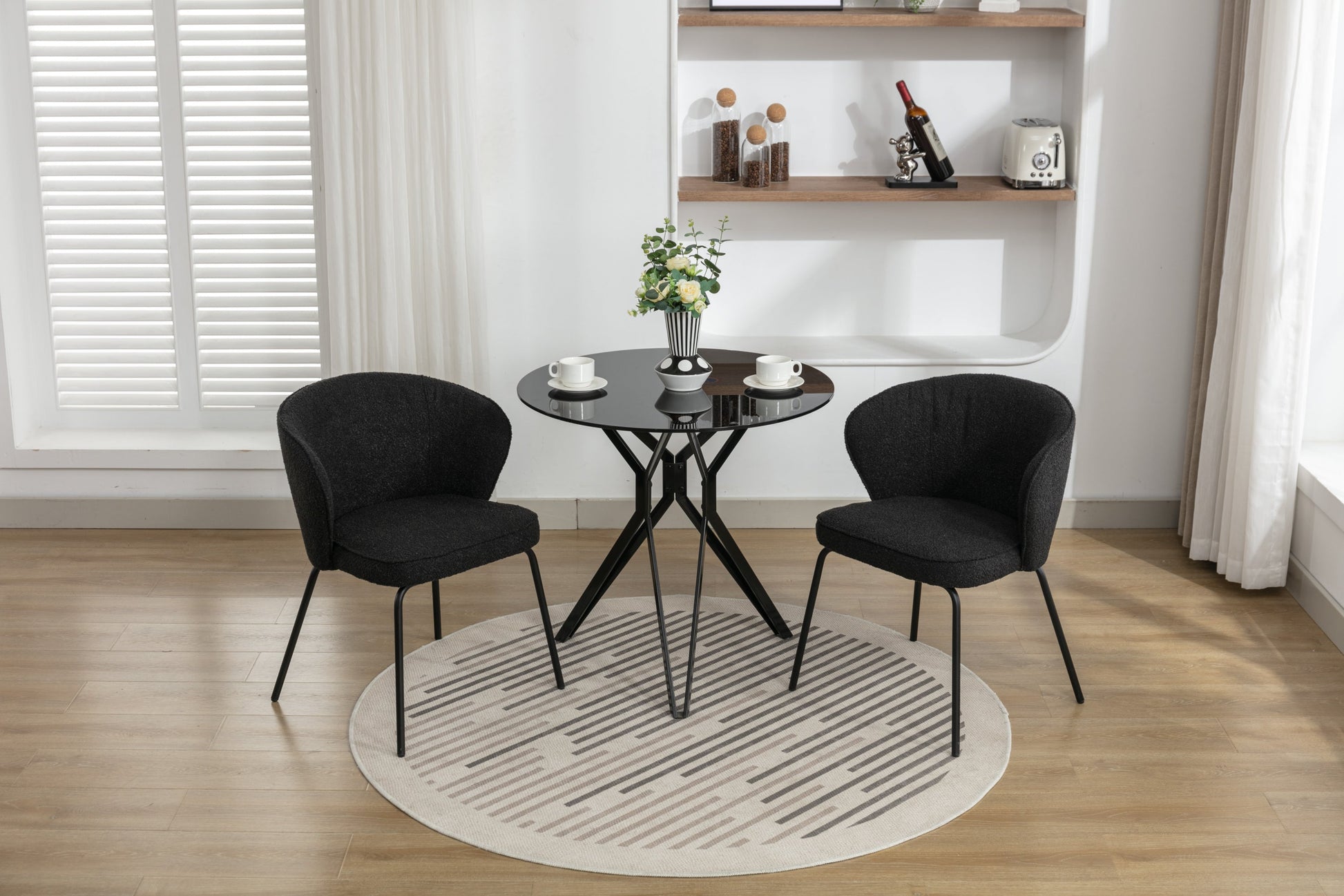 Retro Minimalist Modern Boucle Fabric Dining Chairs