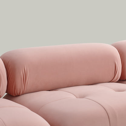 Modular Sectional Sofa, Button Tufted Designed and DIY Combination,L Shaped Couch with Reversible Ottoman, Pink Velvet