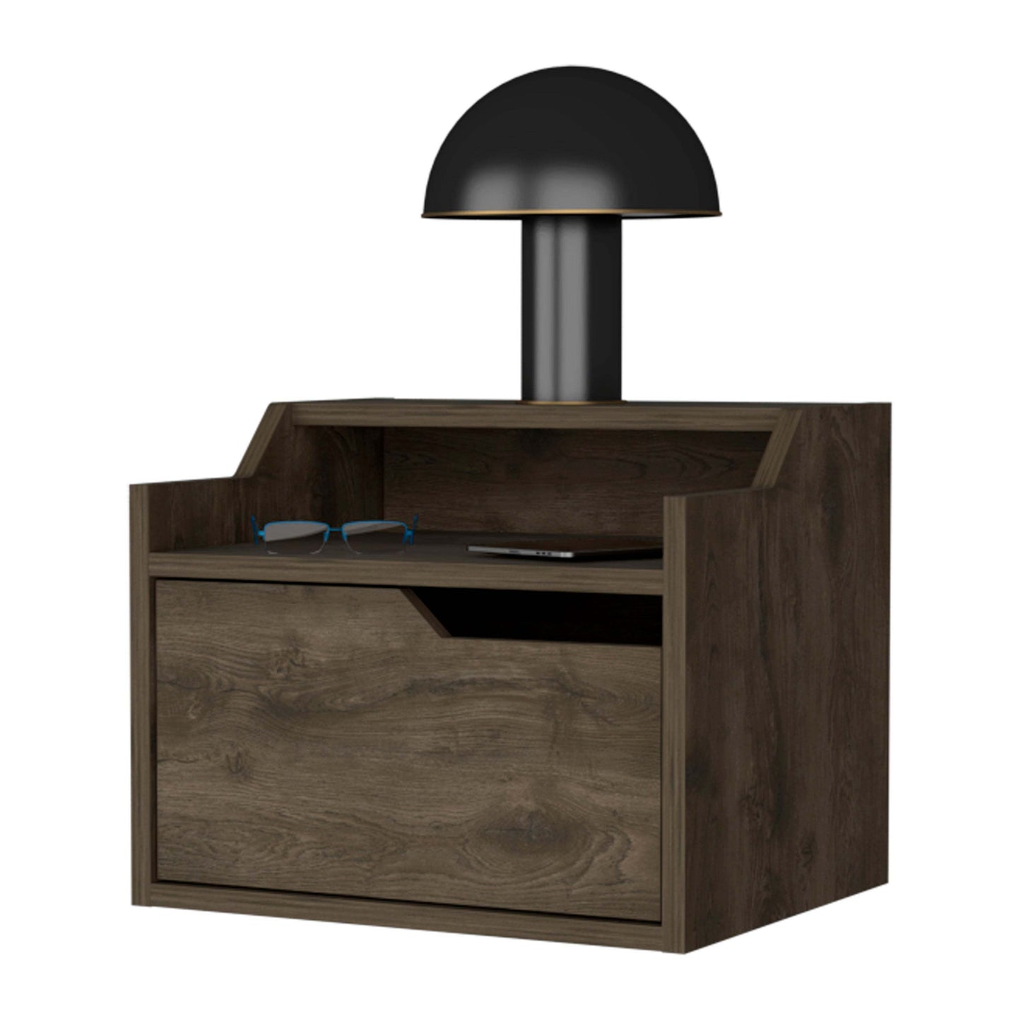 Nolan Dark Brown Dual-Shelf Display Floating Nightstand