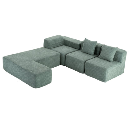 116.5" Sectional Sofa Full-compressed Sofa Couch Free-combined Sofa for Living Room, Green