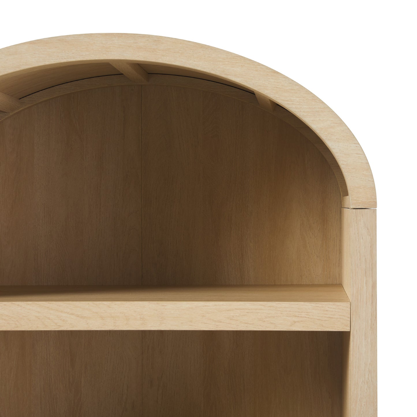 Modern 5 Shelf Open Arched Bookshelf - Oak