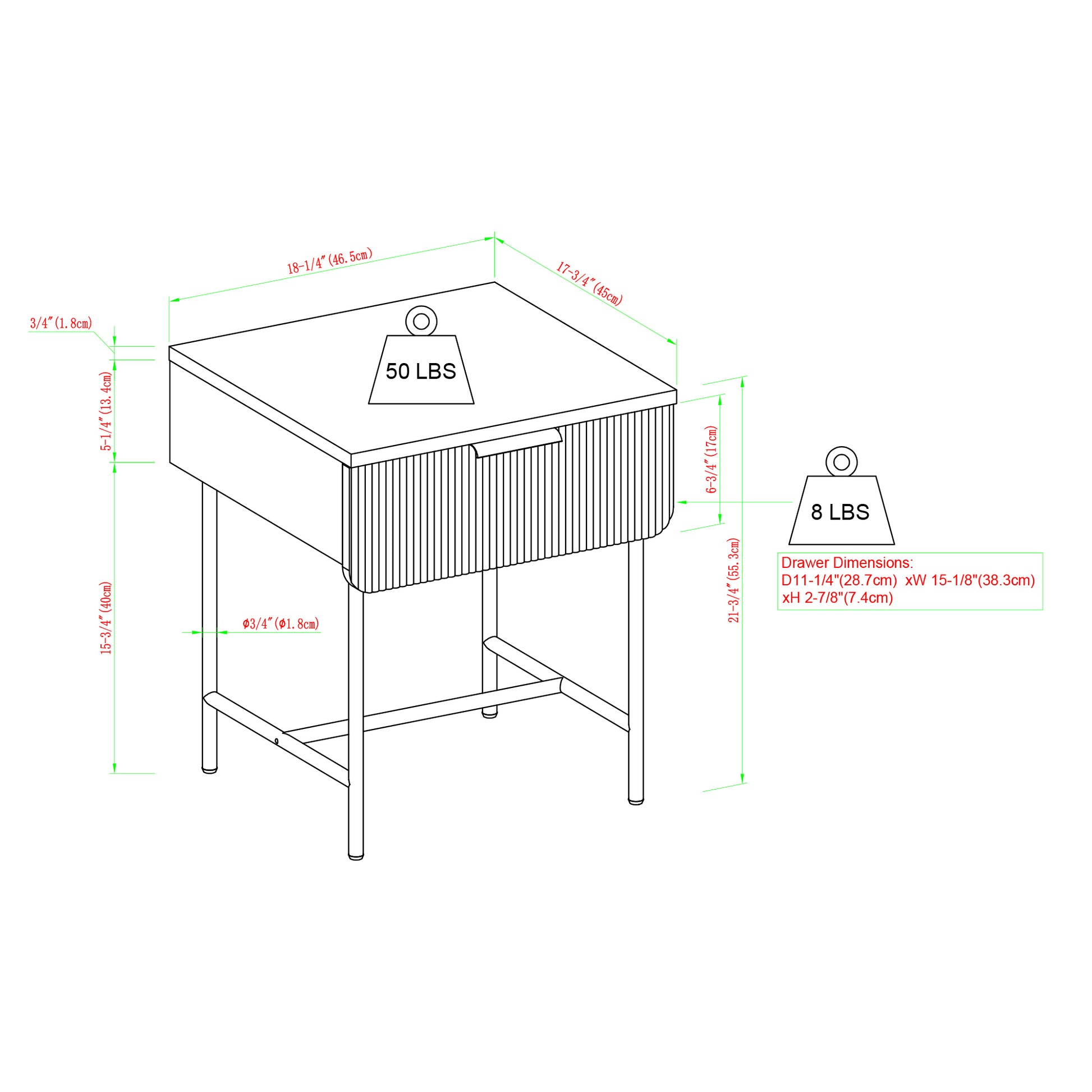 Modern Fluted-Door Minimalist Side Table – Dark Walnut