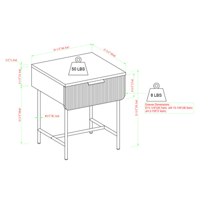 Modern Fluted-Door Minimalist Side Table – Dark Walnut