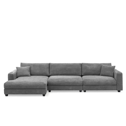 [VIDEO provided][New]134*54"Oversized Corduroy Sectional Sofa,L Shaped Cloud Couch with USB Charging Port,Cup Holder,Deep Seat Sofa Bed with 50" Chaise,Comfy Indoor Furniture for Living Room,3 Colors