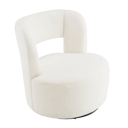 Swivel Barrel Chair with Soft Teddy Fabric, Comfy Round Accent Chair for Living Room.Upholstered Performance Fabric for Living Room Bedroom Reading Waitingroom,1 PC,Teddy Cream