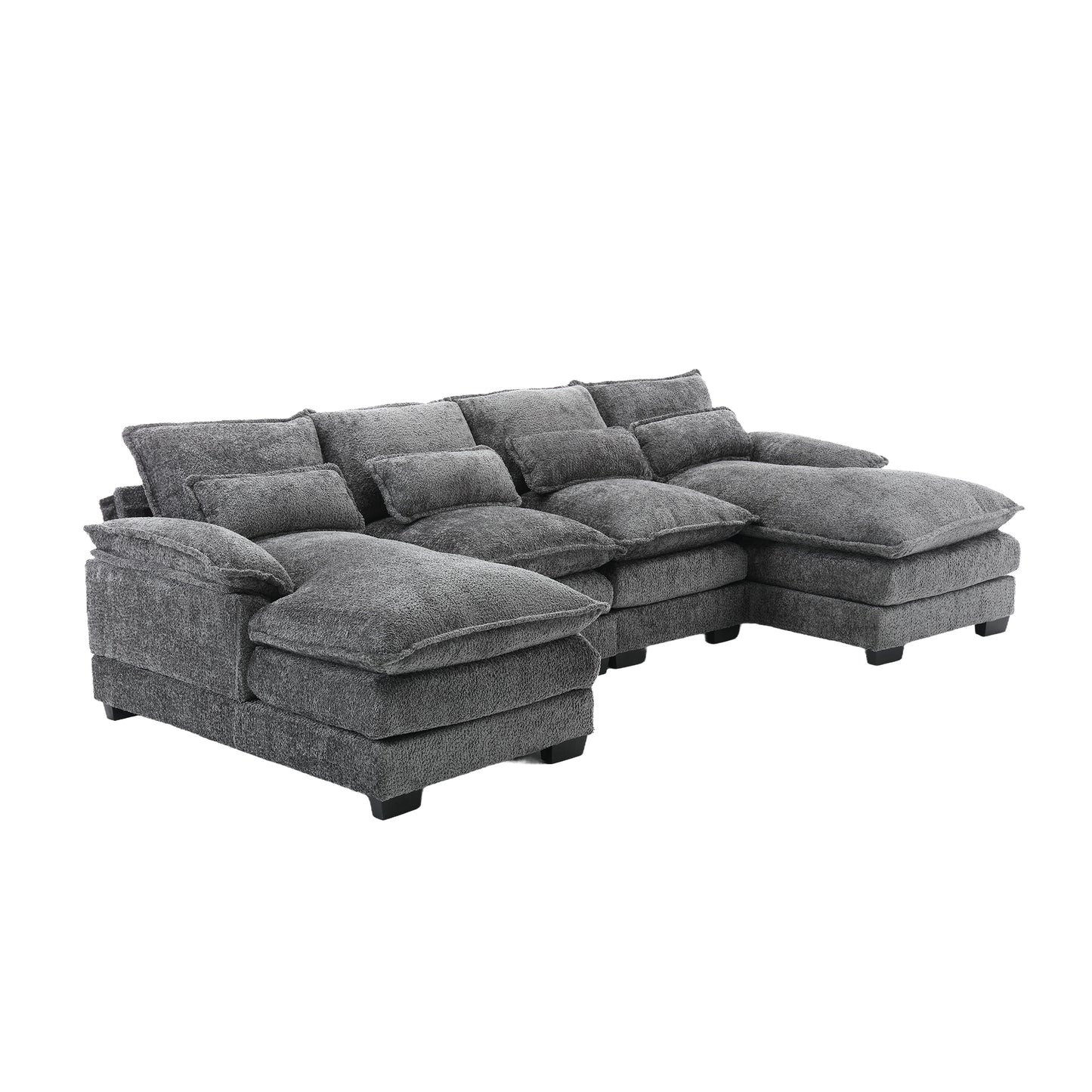 UNITED WE WIN Modern Large chenille Fabric U-Shape Sectional Sofa