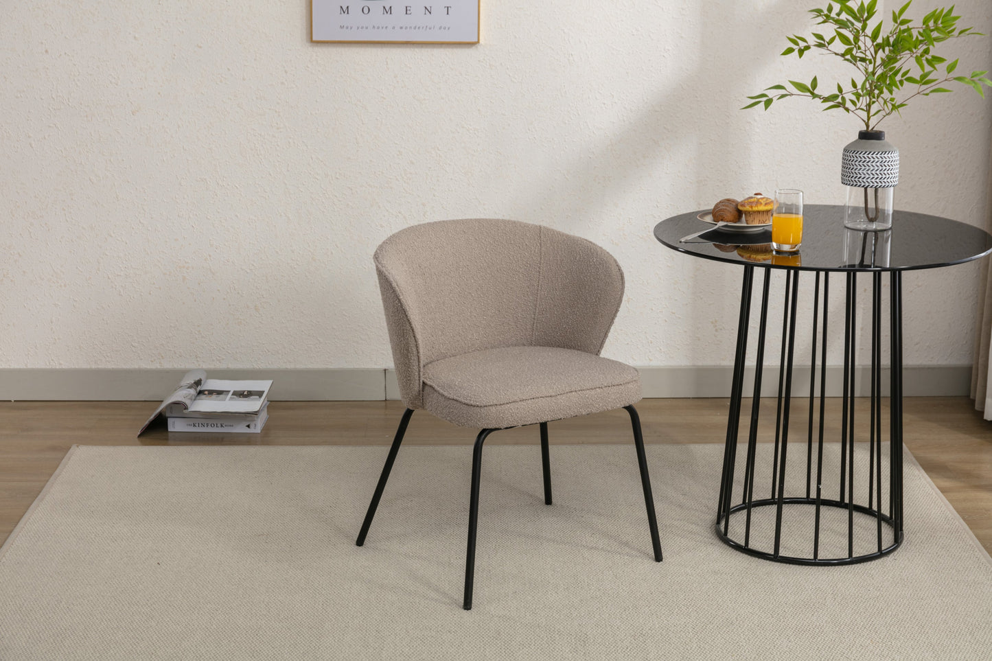 Retro Minimalist Modern Boucle Fabric Dining Chairs