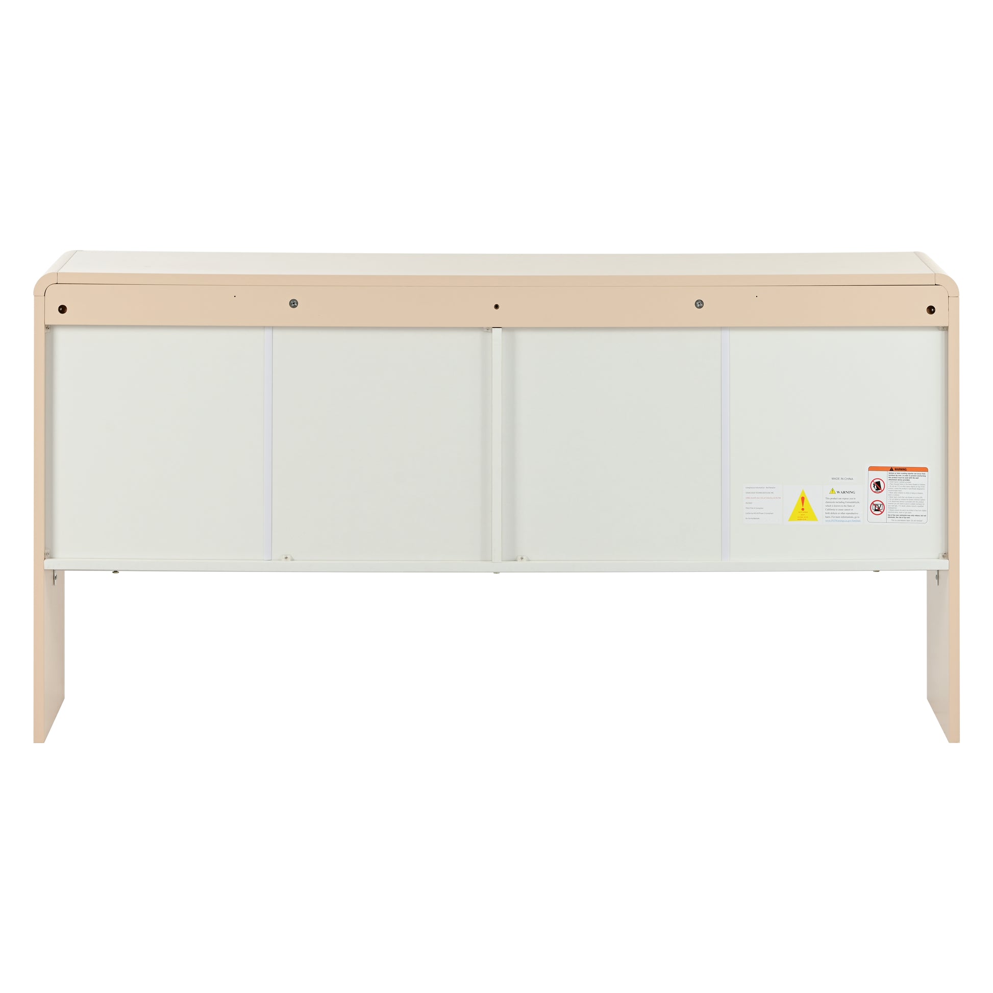 TREXM Minimalist Style 60"L Large Storage Space Sideboard Cabinet with 4 Doors and Rebound Device for Living Room and Entryway (Apricot Cream)