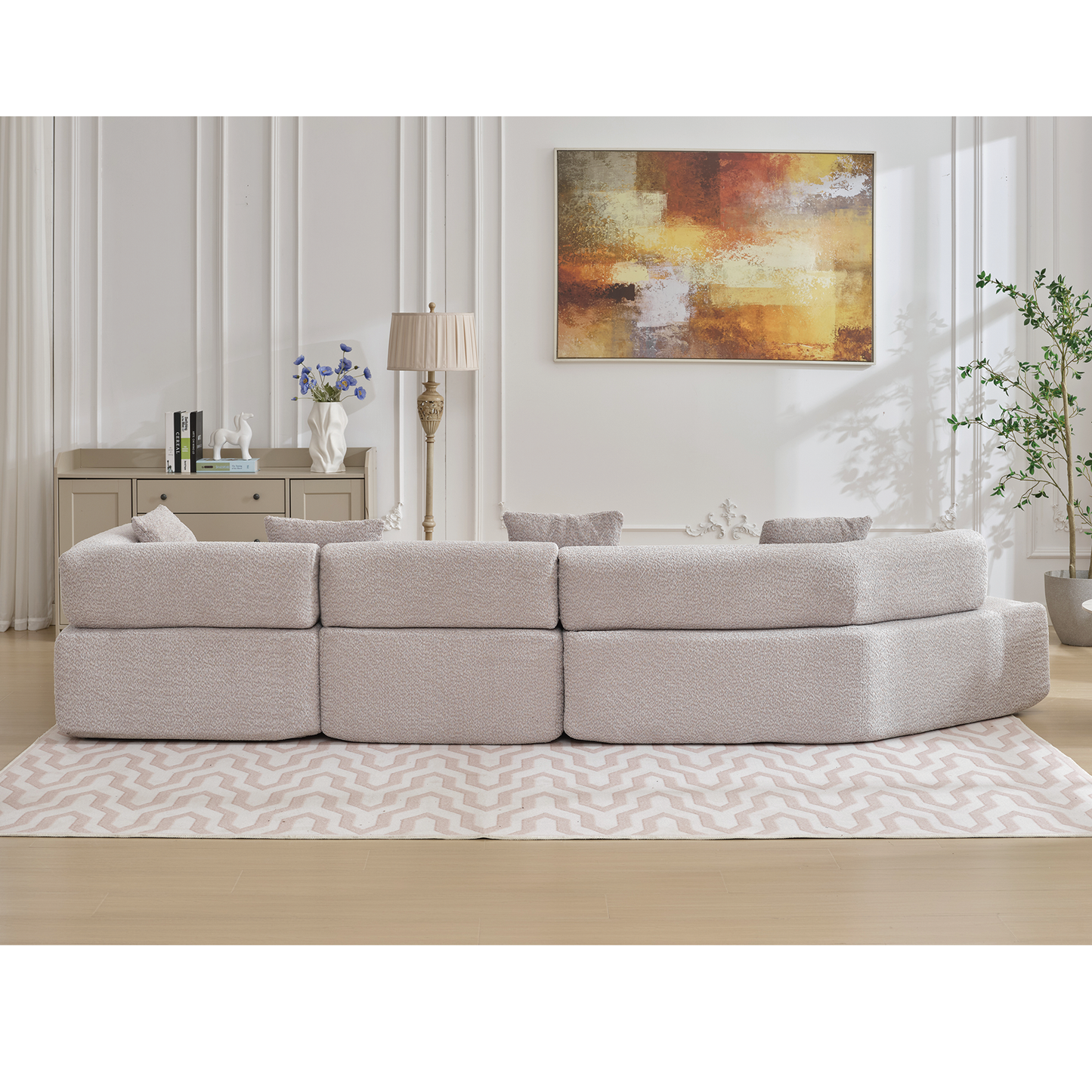 [NEW ARRIVED] [VIDEO PROVIDED]Modern Minimalist 140" L-Shape Couch ,No Assembly Required,Boucle,Modular Sofa ,Couch with Chaise,Free Combination Foam-Filled Sofa, 4 Seats, Gray