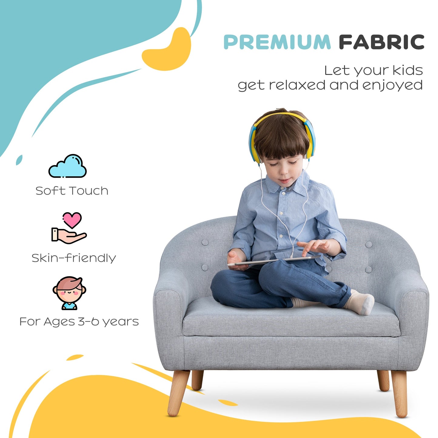 Modern Kids Sofa Linen Fabric