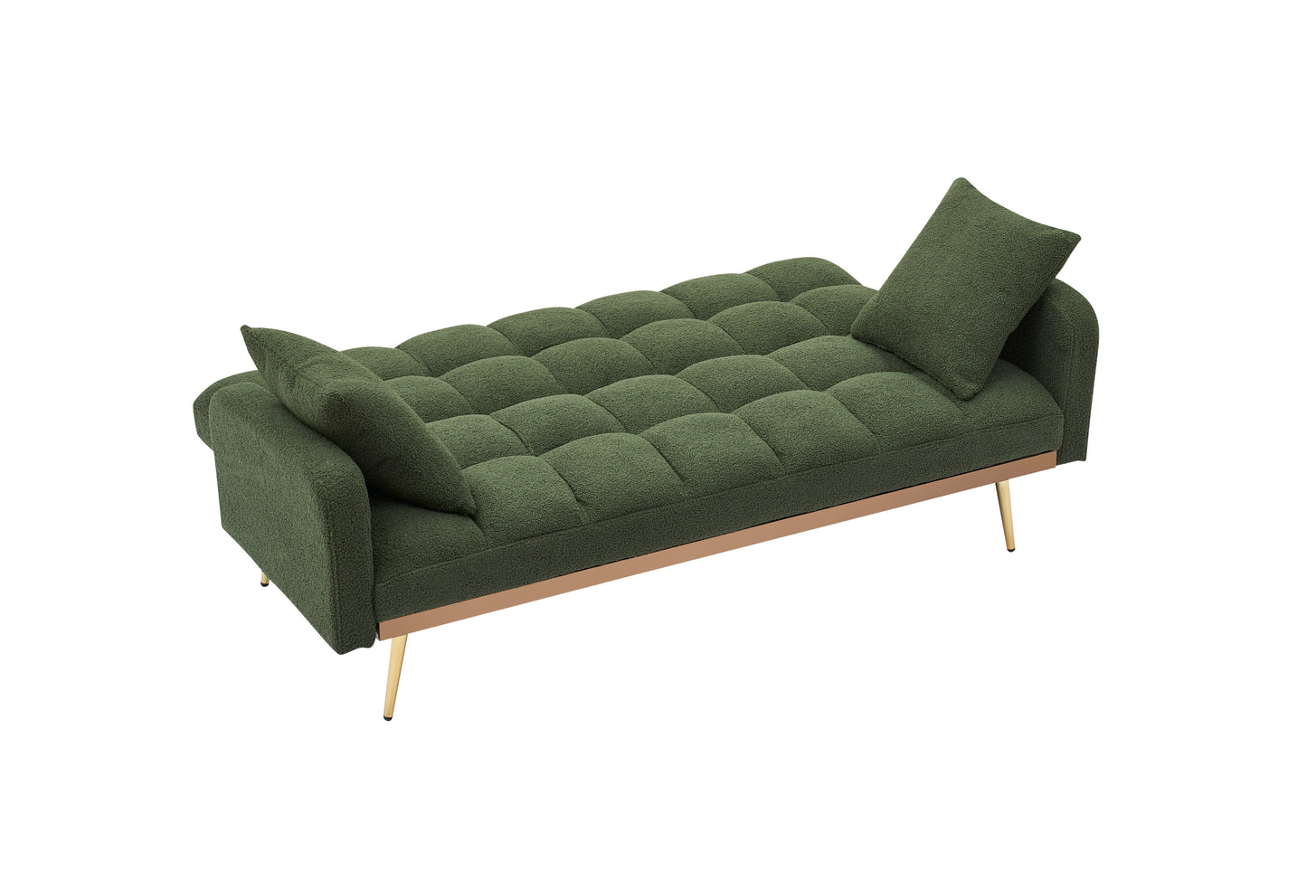 69 "green sofa bed, adjustable sofa teddy 2 throw pillows